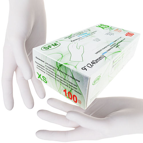 SFM ® SUPERSOFT : XS Nitrilhandschuhe puderfrei fingertexturiert weiß (100)