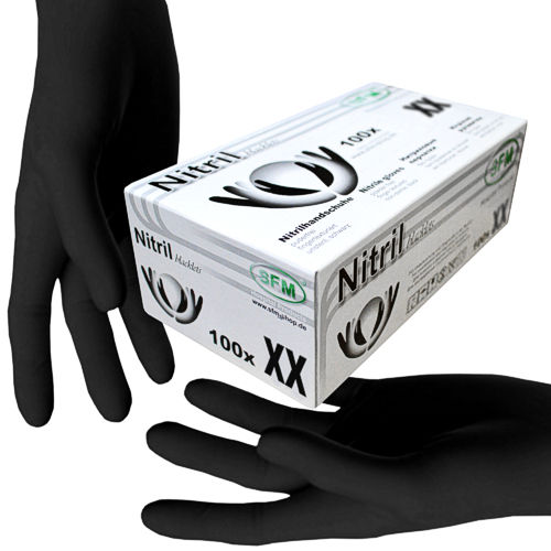 SFM ® BLACKLETS Nitrile examination gloves pf F-tex black