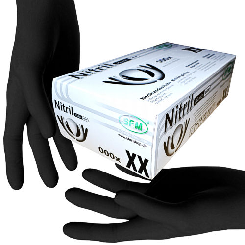 SFM ® BLACKLETS GRIP Nitrile examination gloves pf F-tex black